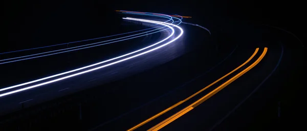 Lights Cars Night Long Exposure — Stock Photo, Image