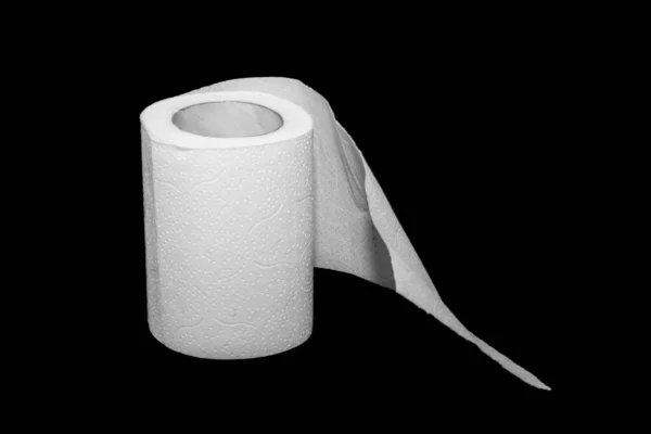 Biały Papier Toaletowy Czarnym Izolowanym Tle — Zdjęcie stockowe