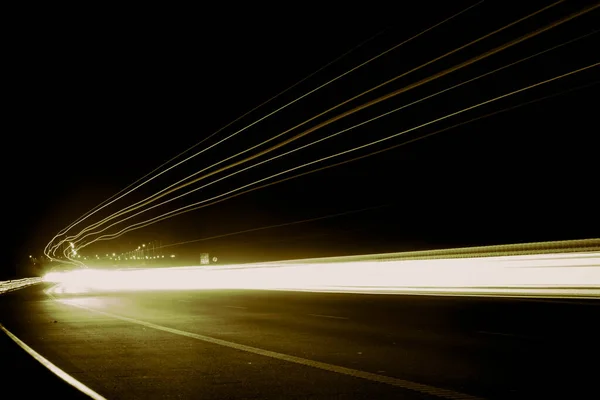 Gece Arabaların Işıkları Işık Izlerinin Soyutlanması — Stok fotoğraf