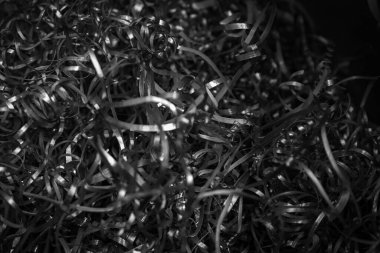 Gümüş çelik talaşları ve görünür detaylar. arkaplan veya doku