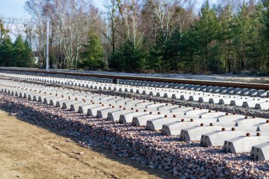 Yeni demiryolu hattının fotoğraf inşaatı