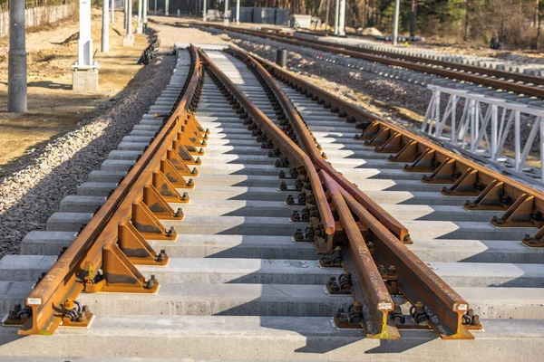 Foto Bau Einer Neuen Eisenbahnlinie — Stockfoto