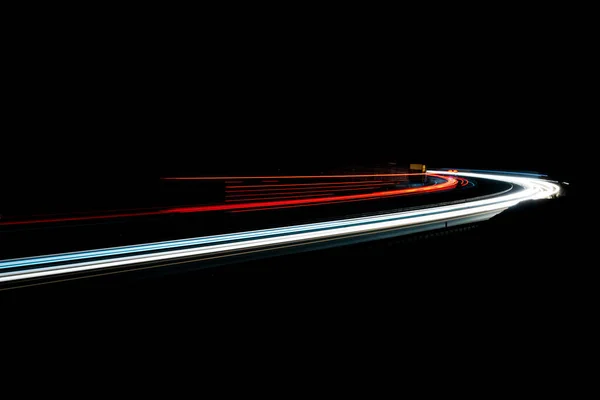 Lights Cars Night Long Exposure — Stock Photo, Image