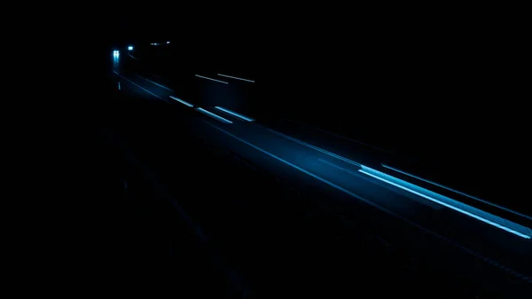 Blue Car Lights Night Long Exposure — Stock Photo, Image