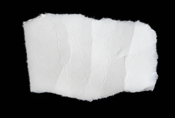 Pedaço Papel Branco Sobre Fundo Preto Isolado — Fotografia de Stock