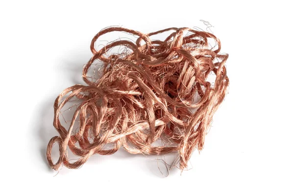 Copper Wires White Isolated Background — 스톡 사진