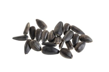 İzole edilmiş beyaz bir arkaplanda ayçiçeği tohumları