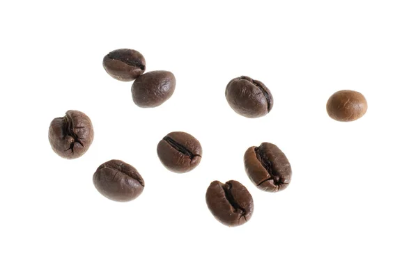 Kaffebönor Vit Isolerad Bakgrund — Stockfoto