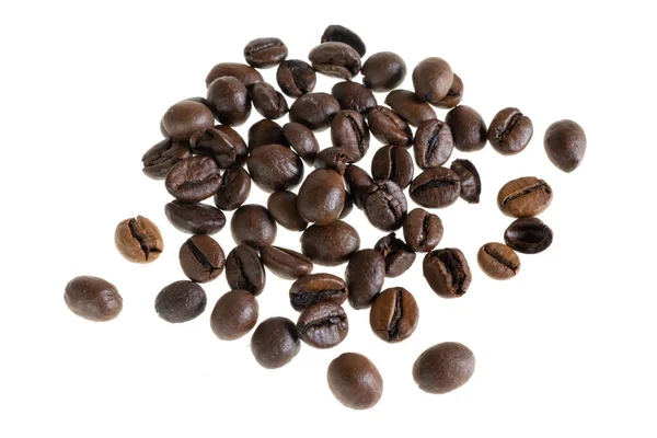 Kaffebönor Vit Isolerad Bakgrund — Stockfoto