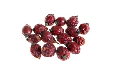 Beyaz izole arkaplanda kurumuş gül kalçası