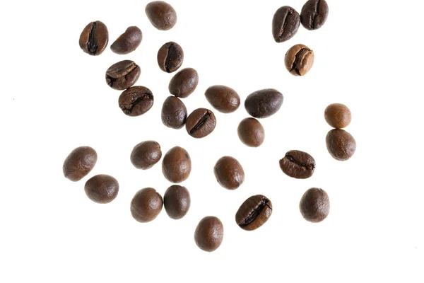 Koffiebonen Een Witte Geïsoleerde Achtergrond — Stockfoto