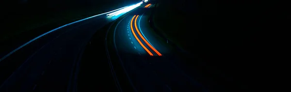 Lichter Von Autos Mit Nacht Langzeitbelichtung — Stockfoto