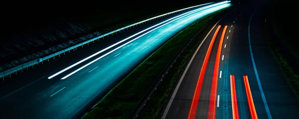 Lights Cars Night Long Exposure — Stock Photo, Image