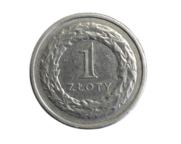 One Polish Zloty Coin White Isolated Background — Stock Photo, Image