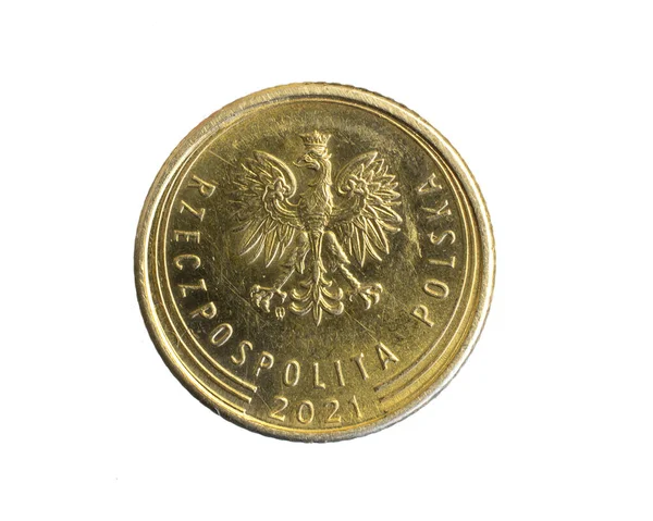 Polen Een Penny Munt Een Witte Geïsoleerde Achtergrond — Stockfoto