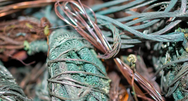 Görünür detaylara sahip bakır kablolar. arkaplan veya doku