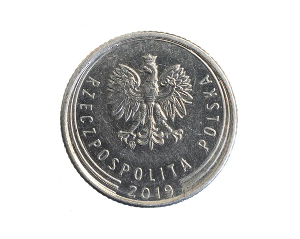 Polonia Moneda Veinte Centavos Sobre Fondo Blanco Aislado — Foto de Stock