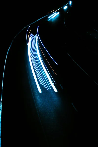 Lumini Mașini Noapte Expunere Lungă — Fotografie, imagine de stoc