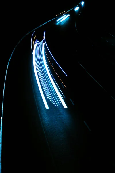 Lights Cars Night Long Exposure — Stock Photo, Image