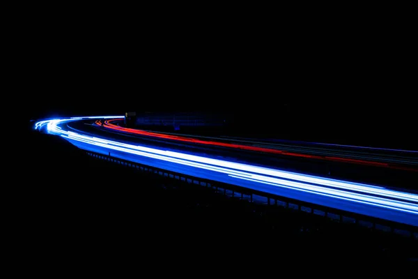 Lights Cars Night Long Exposure — Stock Photo, Image