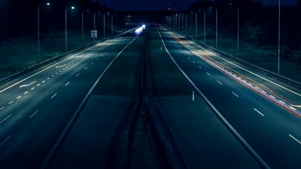 Światła Samochodów Nocy Długotrwałe Narażenie — Wideo stockowe