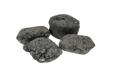 charcoal briquette on a white isolated background