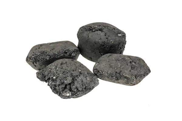 Charcoal Briquette White Isolated Background — Stockfoto