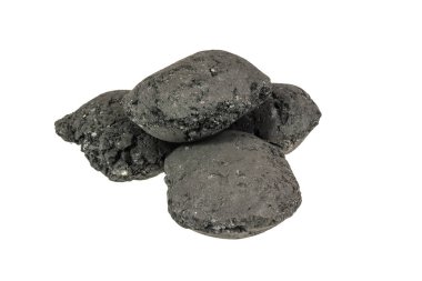 charcoal briquette on a white isolated background