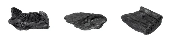 Кусочки Угля Белом Изолированном Фоне — стоковое фото