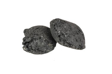 charcoal briquette on a white isolated background