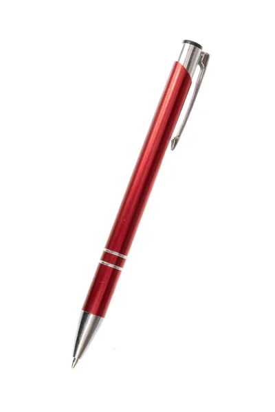 Red Ballpoint Pen White Background — Stock Photo, Image