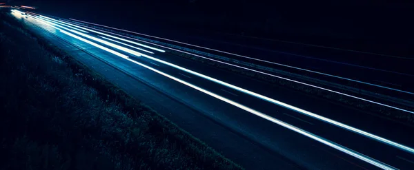 Lights Cars Night Long Exposure — Stock Photo, Image