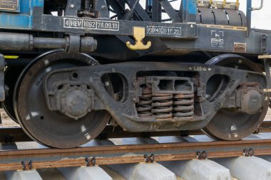 Mierzecice, Polonya - 31.08.2022 Mierzecice 'deki PKP kargo şirketinin vagonları