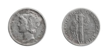 Beyaz arkaplanda izole edilmiş bir 10 sent para