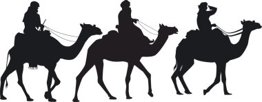 Üç deve biniciler silhouettes