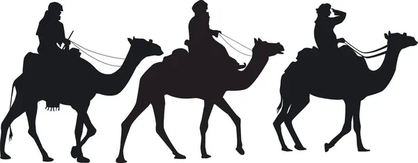 Tre sagome di cammelli — Vettoriale Stock