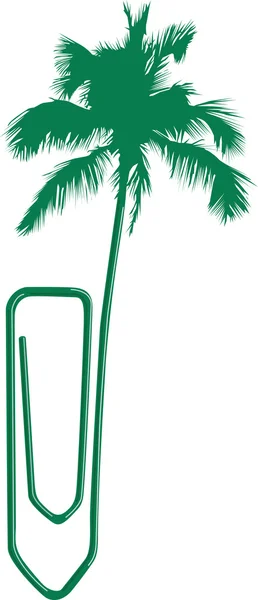 Green palm paperclip — Stock Vector