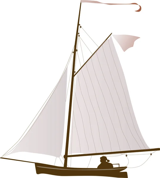 Um pequeno barco à vela — Vetor de Stock
