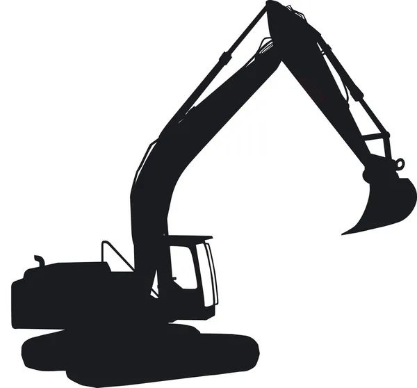 Un escavatore cingolato come silhouette in vista laterale . — Vettoriale Stock