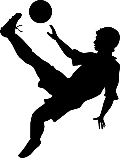 Футболист с впечатляющим ударом сверху. . — стоковый вектор