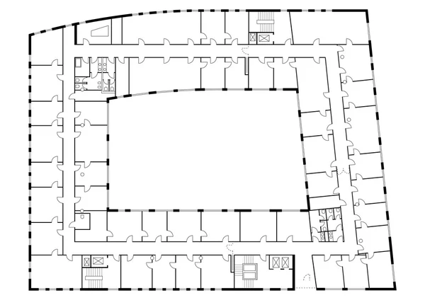 büyük bir binanın kat planı.