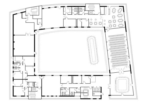 План этажа крупного здания - 4 — стоковый вектор
