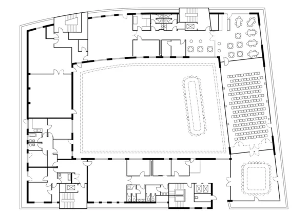 Planta de un edificio importante - 4 — Archivo Imágenes Vectoriales