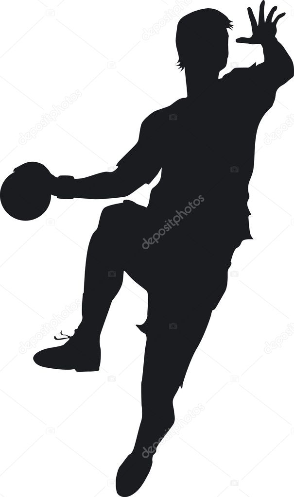 A dynamic handball player jump shot on goal. Stock Vector Image by