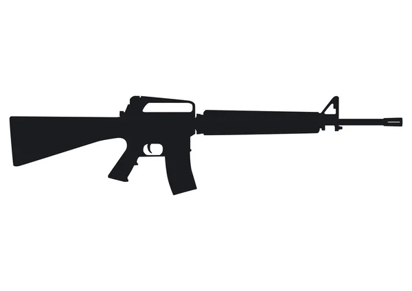 Le fusil d'assaut Colt M16 comme silhouette détaillée — Image vectorielle