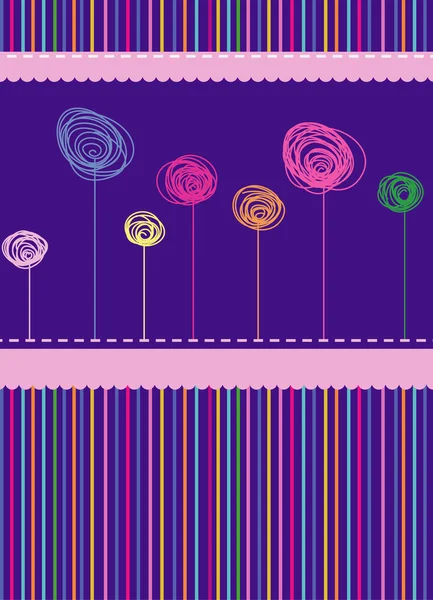 Striped, abstract background with flowers — Stock Vector