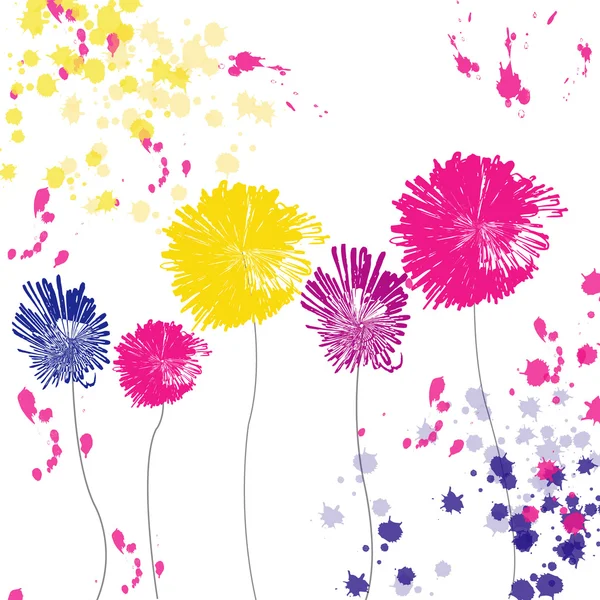 Drawing colorful flowers — Stock Vector