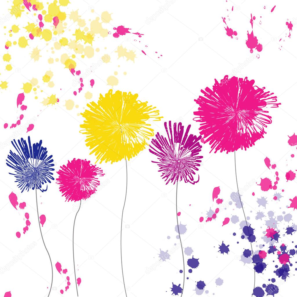 Disegno fiori colorati su sfondo bianco — Vettoriali di lenshik