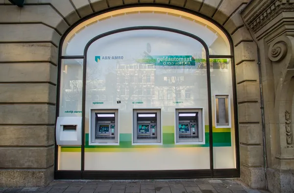 ATM πολυβόλο μέσα Άμστερνταμ μορφή abn amro Τράπεζα — Φωτογραφία Αρχείου