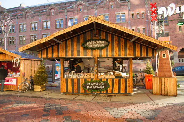 Mercado de Navidad en el centro de Ámsterdam Imagen de stock